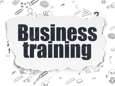 Learning concept: Business Training on Torn Paper background 스톡 일러스트