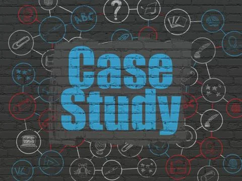 Learning concept: Case Study on wall background Illustrazione stock