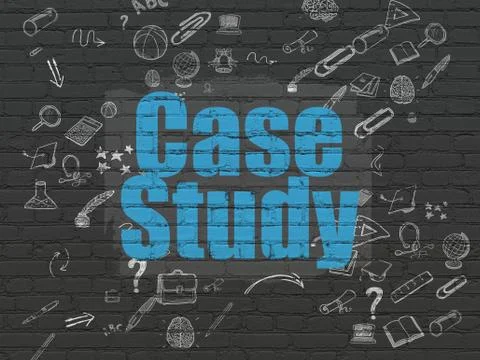 Learning concept: Case Study on wall background Stock Illustration