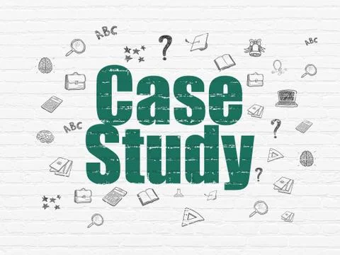 Learning concept: Case Study on wall background Stock Illustration