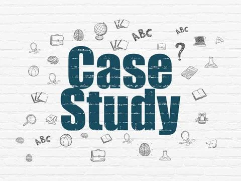 Learning concept: Case Study on wall background Illustrazione stock