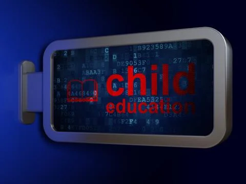 Learning concept: Child Education and Book on billboard background Stock Illustration