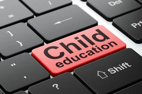 Learning concept: Child Education on computer keyboard background 스톡 일러스트
