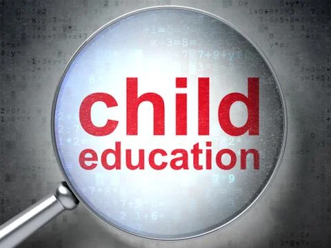 Learning concept: Child Education with optical glass Illustrazione stock