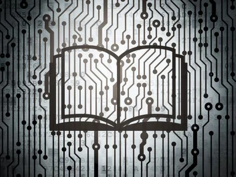 Learning concept: circuit board with Book Stock Illustration