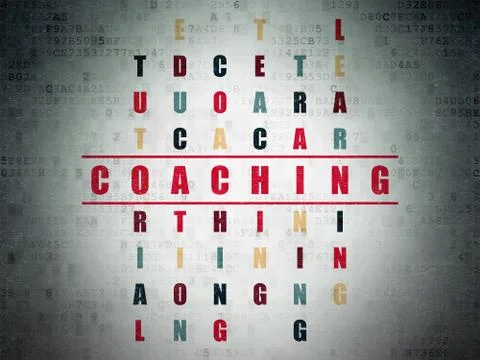Learning concept: Coaching in Crossword Puzzle Illustrazione stock