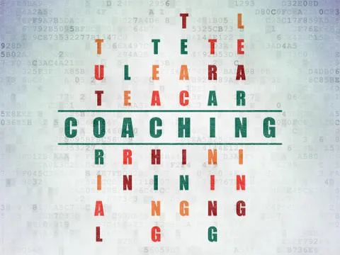 Learning concept: Coaching in Crossword Puzzle Stock Illustration