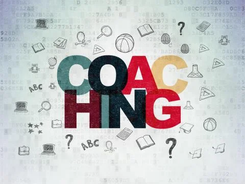 Learning concept: Coaching on Digital Data Paper background Stock Illustration