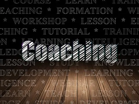 Learning concept: Coaching in grunge dark room Stock Illustration