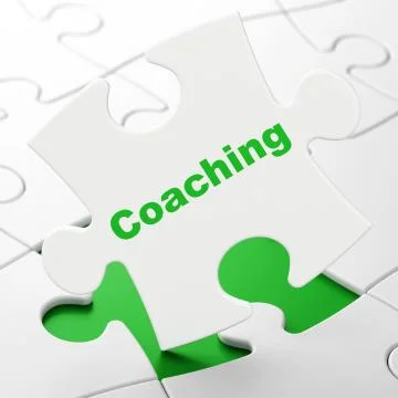 Learning concept: Coaching on puzzle background 스톡 일러스트