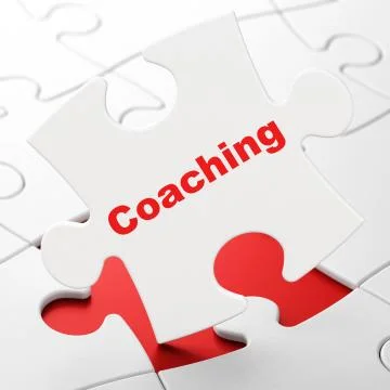 Learning concept: Coaching on puzzle background Illustrazione stock