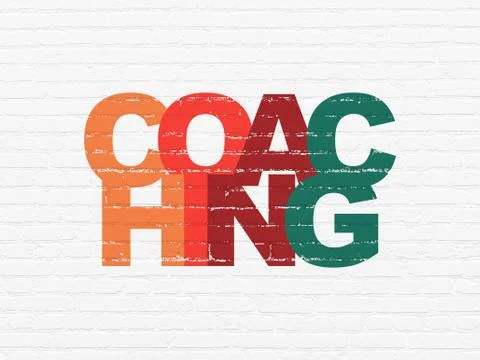 Learning concept: Coaching on wall background Stock Illustration