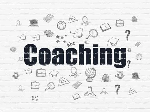 Learning concept: Coaching on wall background Ilustración de archivo