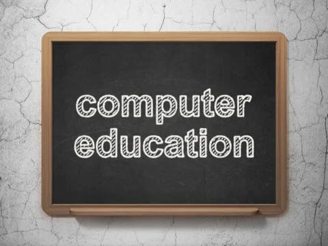 Learning concept: Computer Education on chalkboard background Illustrazione stock