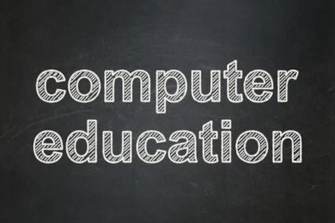 Learning concept: Computer Education on chalkboard background Stock Illustration