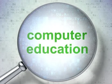 Learning concept: Computer Education with optical glass 스톡 일러스트