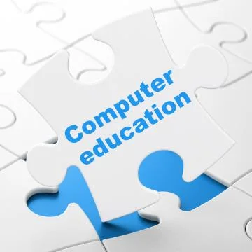 Learning concept: Computer Education on puzzle background Stock Illustration