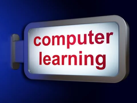 Learning concept: Computer Learning on billboard background Illustrazione stock