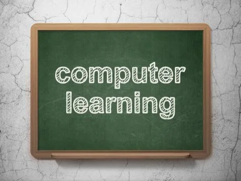 Learning concept: Computer Learning on chalkboard background Stock Illustration