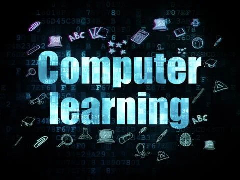 Learning concept: Computer Learning on Digital background イラスト素材