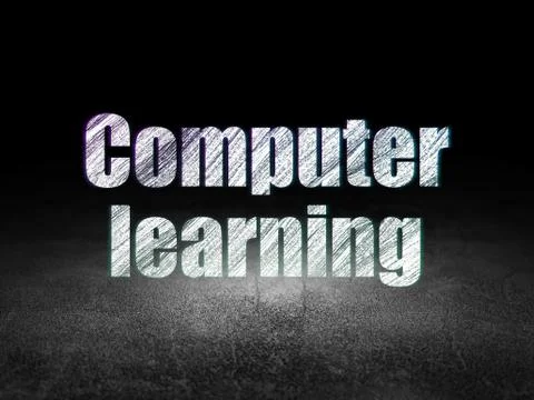Learning concept: Computer Learning in grunge dark room 스톡 일러스트