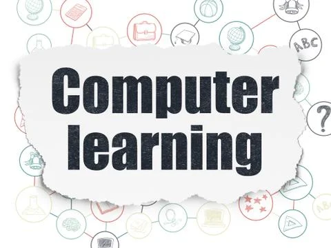 Learning concept: Computer Learning on Torn Paper background Stock Illustration