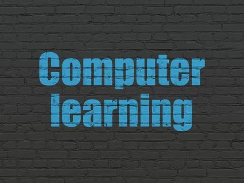 Learning concept: Computer Learning on wall background Stock Illustration