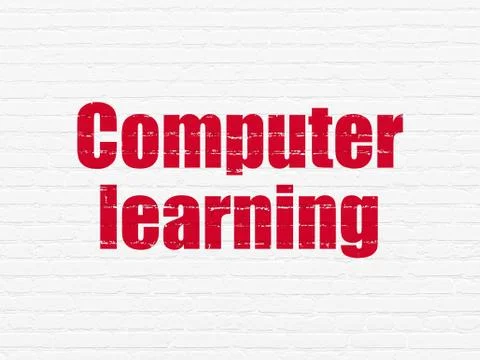 Learning concept: Computer Learning on wall background 스톡 일러스트