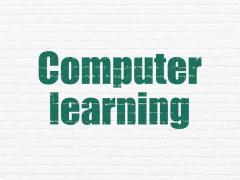 Learning concept: Computer Learning on wall background Stock Illustration