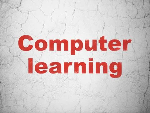 Learning concept: Computer Learning on wall background Stock Illustration