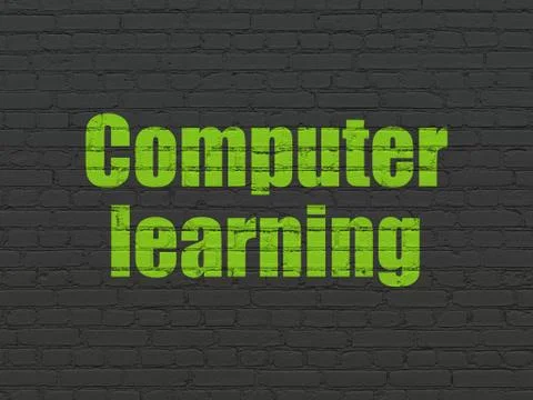 Learning concept: Computer Learning on wall background Stock Illustration