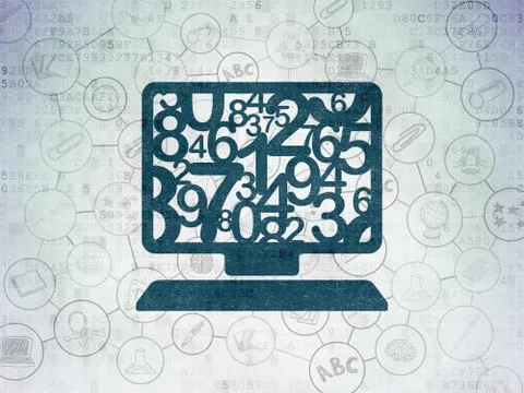 Learning concept: Computer Pc on Digital Paper background 스톡 일러스트