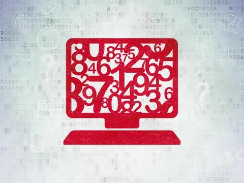 Learning concept: Computer Pc on Digital Data Paper background 스톡 일러스트