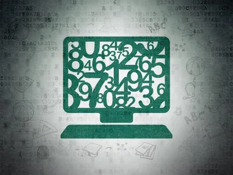 Learning concept: Computer Pc on Digital Data Paper background Stock Illustration