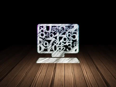 Learning concept: Computer Pc in grunge dark room Stock Illustration