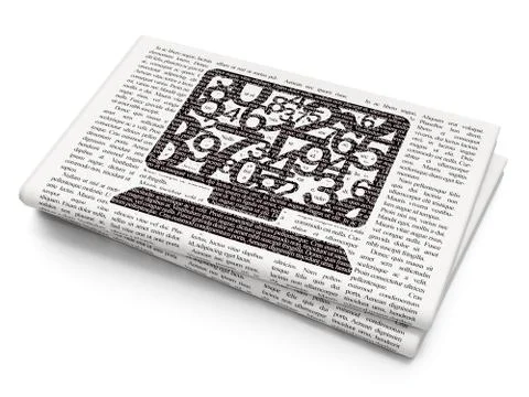Learning concept: Computer Pc on Newspaper background イラスト素材