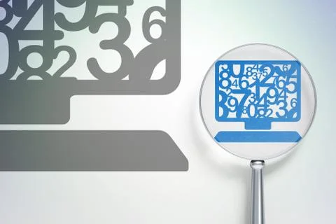 Learning concept:  Computer Pc with optical glass on digital background Stockillustratie
