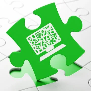 Learning concept: Computer Pc on puzzle background Stock Illustration