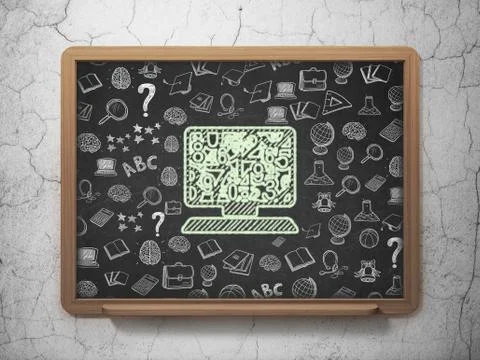 Learning concept: Computer Pc on School board background Stock Illustration