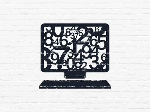Learning concept: Computer Pc on wall background イラスト素材