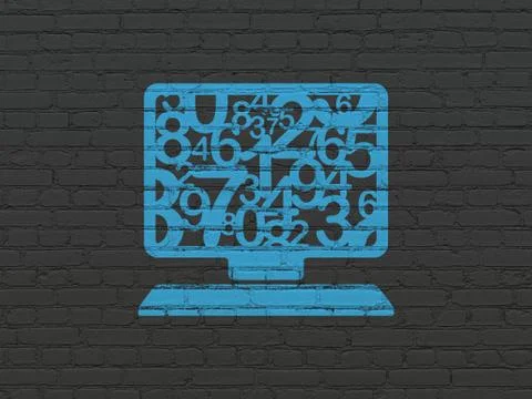 Learning concept: Computer Pc on wall background Stock Illustration