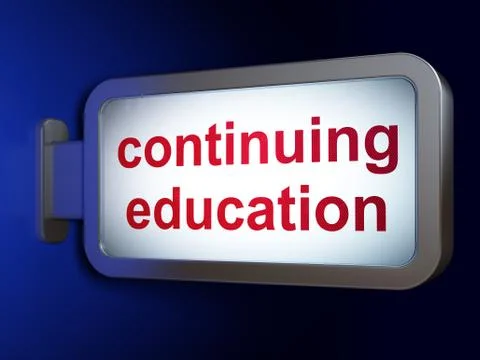 Learning concept: Continuing Education on billboard background Illustrazione stock