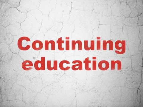 Learning concept: Continuing Education on wall background Illustrazione stock