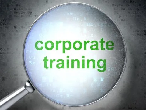 Learning concept: Corporate Training with optical glass 스톡 일러스트