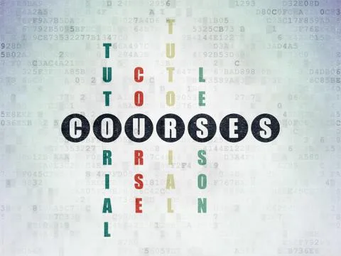 Learning concept: Courses in Crossword Puzzle Illustration