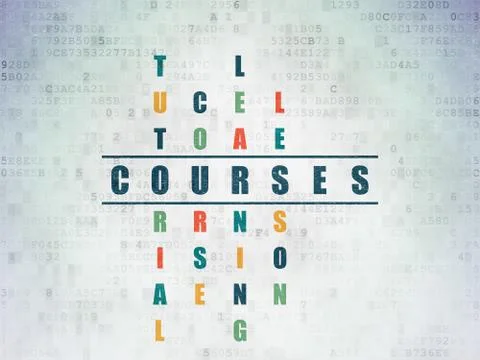 Learning concept: Courses in Crossword Puzzle 스톡 일러스트