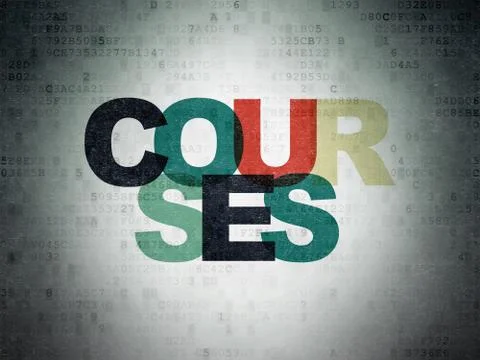 Learning concept: Courses on Digital Paper background Stock Illustration