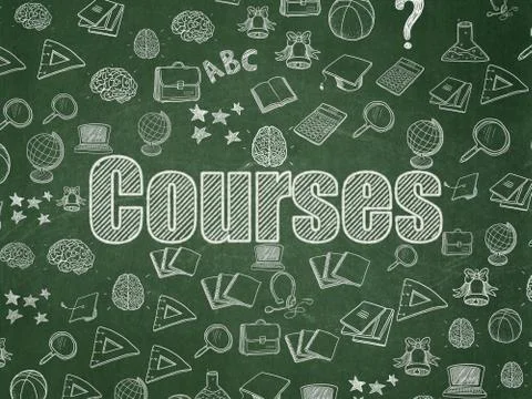 Learning concept: Courses on School board background Stock Illustration