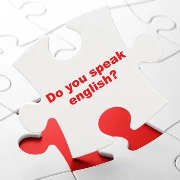 Learning concept: Do you speak English? on puzzle background Illustrazione stock