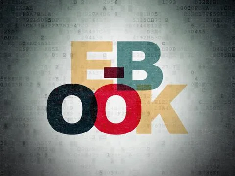 Learning concept: E-Book on Digital Paper background Stock Illustration